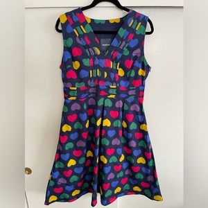 Colorful ModCloth Heart Dress perfect for Valentine’s Day!